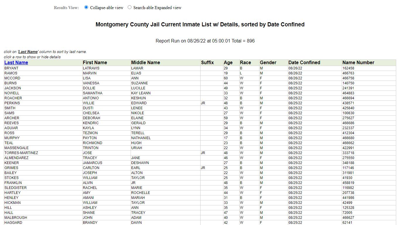 Jail Roster - Montgomery County, Texas